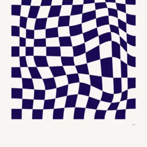 Wavy Checkered Pattern Poster Navy