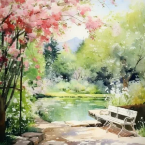 Claude Monet Garden France Watercolour 1