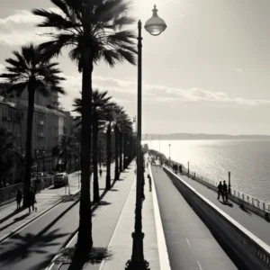 Nice, France, Black And White Old Photo 1