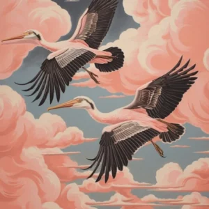 Vintage Japanese Inspired Bird Print Pelican