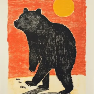 Bear, Woodblock Animal Drawing 3