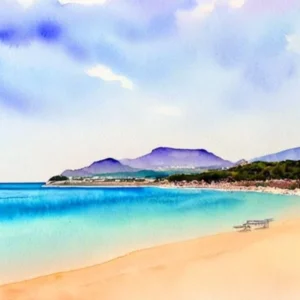 Playa De Muro, Mallorca, Spain Watercolour