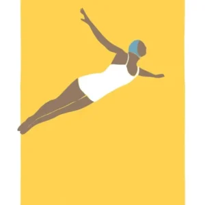 Art Deco Style Diving woman in yellow