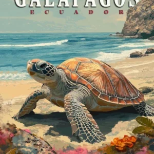 Galapagos Islands Giant Tortoise Travel Poster