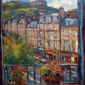 Window View Of Edinburgh Scotland Impressionism Style 1