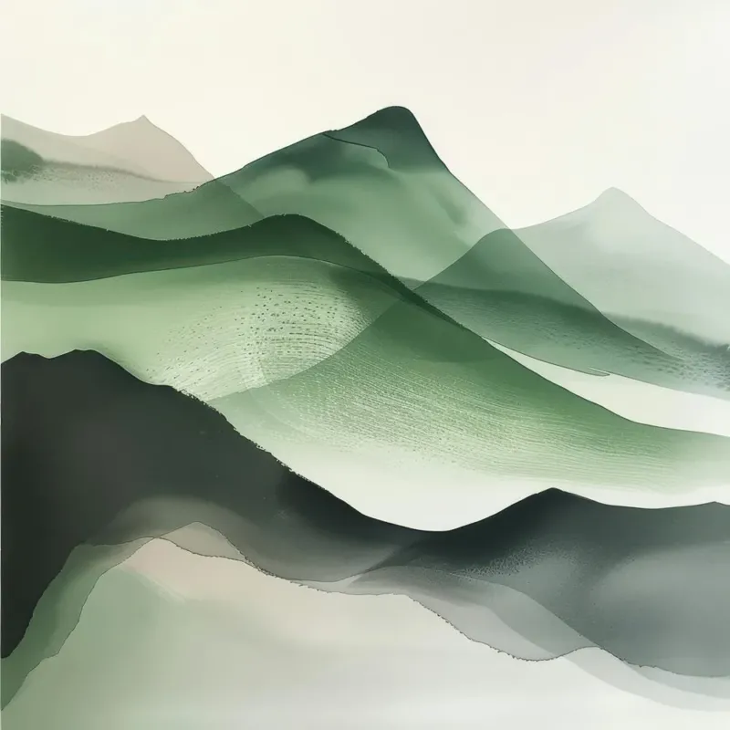 Japanese Watercolour Of Mount Hiei 1