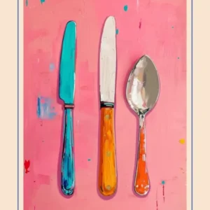 Kitsch Knife Fork Spoon Brushstrokes 1poster