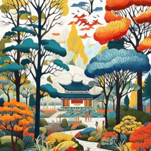 The Garden Of Morning Calm South Korea Modern Illustration 1