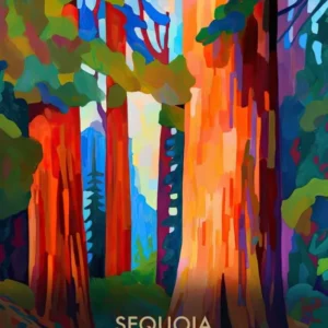 Sequoia National Park Travel Poster Matisse Style