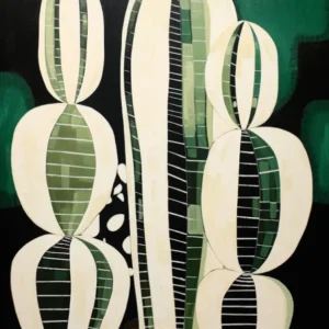 Modern Abstract Cactus Painting Zebra Cactus 3