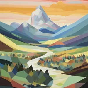 Patagonia, Argentina View Geometric Vector Illustration 0