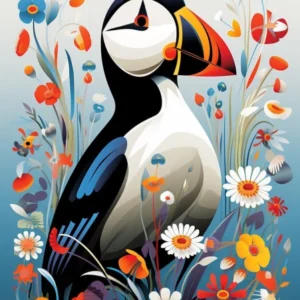 Scandinavian Bird Illustration Puffin 2