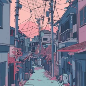 Tokyo Japan 5 Retro Illustration