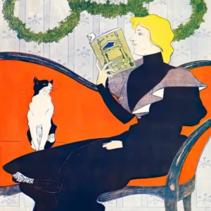 Woman Reading A Book During Christmas Illustration, Edward Penfield