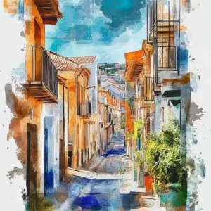 Painting Of Villajoyosa Town, Spain