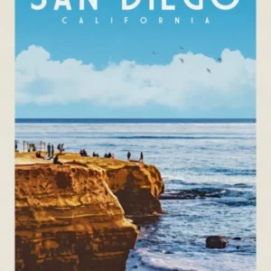 San Diego Cliffs California Travel Poster