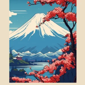 Mount Fuji Japan 2 Vintage Hiking Travel Poster