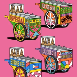 Colorful Philippines Sorbet Carts Filipino World Travel Art Asia