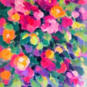 Fuchsia Floral Print Abstract Block Colour 1 Flower