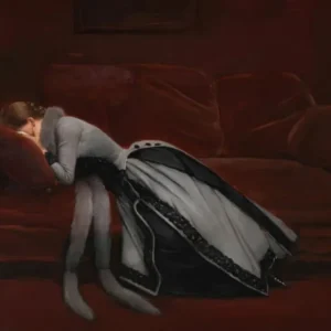 After the Misdeed, Woman Crying Into A Couch, Dark Moody Vintage Woman Portrait