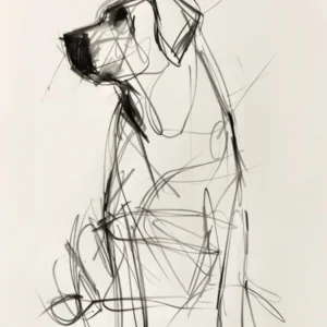 Minimalist Labrador Dog Charcoal Line 2