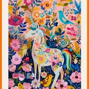 Unicorn With Woodland Friends Fauvism Inspired 3 Poster