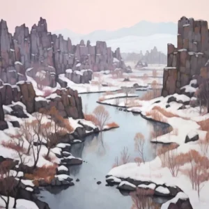 Dreamy Winter Painting Thingvellir National Park Iceland
