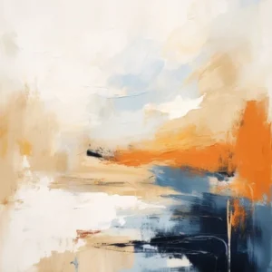 Navy And Orange Autumn Abstract Painting 7