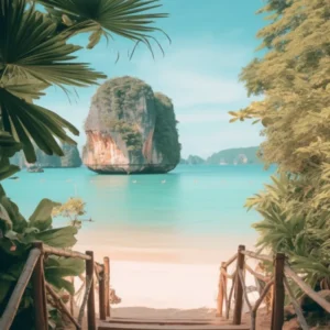 Railay Beach Krabi Thailand Turquoise And Pink Tones 1