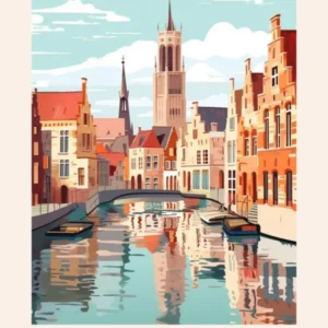 Vintage Winter Travel Poster Bruges Belgium 6