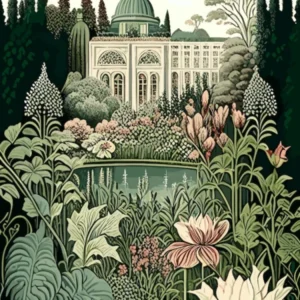 Nymphenburg Palace Gardens, Germany Vintage Botanical