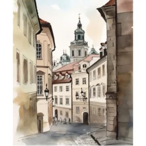 Prague Watercolour Travel Poster