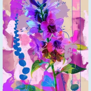 Delphinium 3 Neon Flower Collage