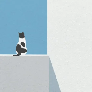 Minimal art Cat In The Window 1