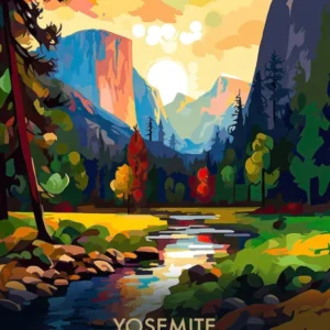 Yosemite National Park Travel Poster Illustration Style 3