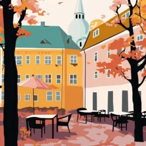 Turku, Finland, Flat Pastels Tones Illustration 1