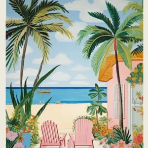 Poster Of Miami Beach, Florida, Matisse And Rousseau Style 4