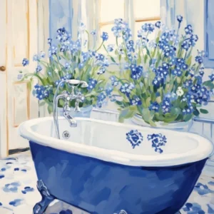 A Bathtube Full Of Forget Me Not In A Bathroom 4
