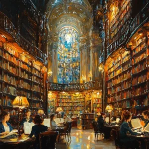 Library Of Prague, Impressionist Oil Painting – Inspired by