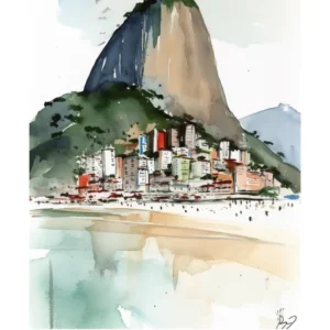 Rio De Janeiro Brazil Watercolour Travel Poster 2