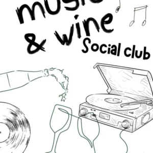 Music And Wine Social Club Drawing Poster