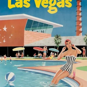 Las Vegas Pool, Retro Vintage Travel Poster