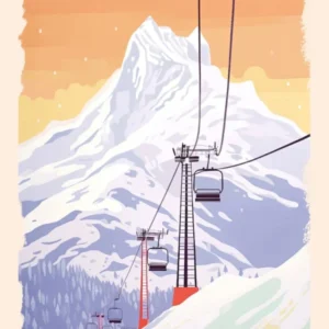 Poster Of Chamonix Mont Blanc France, Ski Resort Pastel Colours Illustration 3
