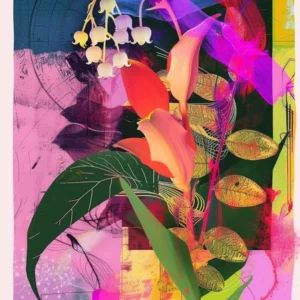 Lily Of The Valley 2 Neon Flower Collage
