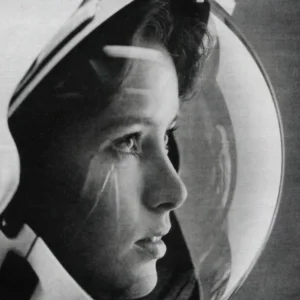 Woman Astronaut, Vintage Black and White Old Photo