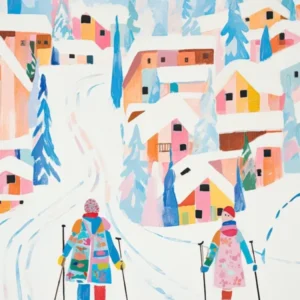 Gstaad Switzerland, Ski Resort Illustration 3