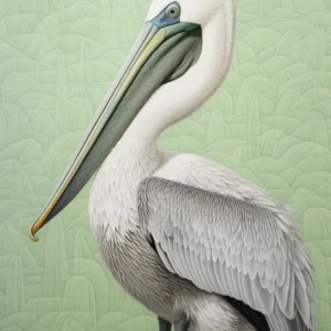 Ohara Koson Inspired Bird Painting Brown Pelican 1