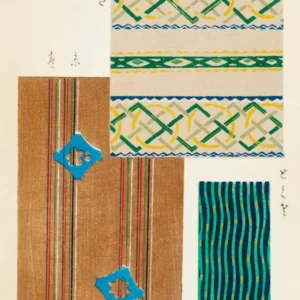 Vintage Ukiyo-e Woodblock Print Of Japanese Textile, Shima Shima, Furuya Korin (165)