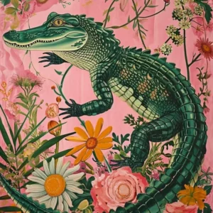 Floral Animal Painting Alligator 2