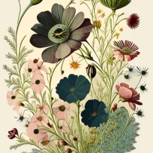 Cosmos Wildflower Vintage Botanical 2